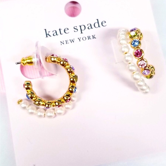 kate spade Jewelry - Kate Spade Pearl Caviar Double Hoop Earrings